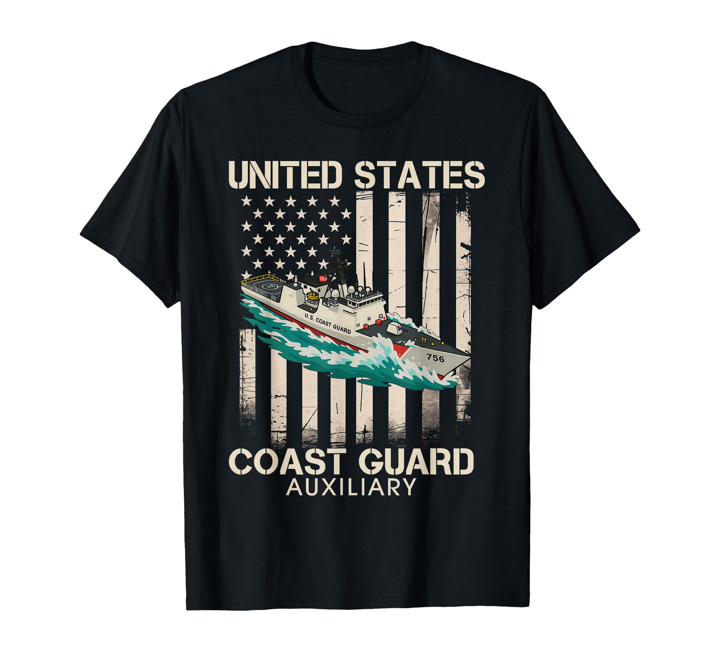 Patriotic US Coast Guard Auxiliary USCG USA Flag Veterans T-Shirt