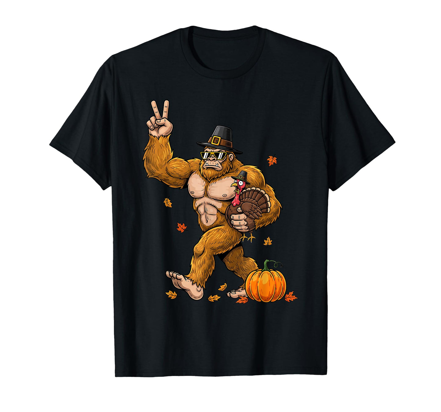 Sasquatch Turkey Thanksgiving Pajamas Kids Boys Men Women T-Shirt
