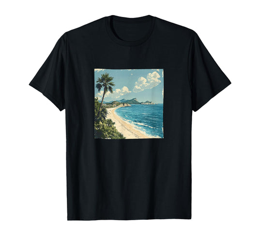 Mediterranean Coastline Vintage Landscape Graphic T-Shirt