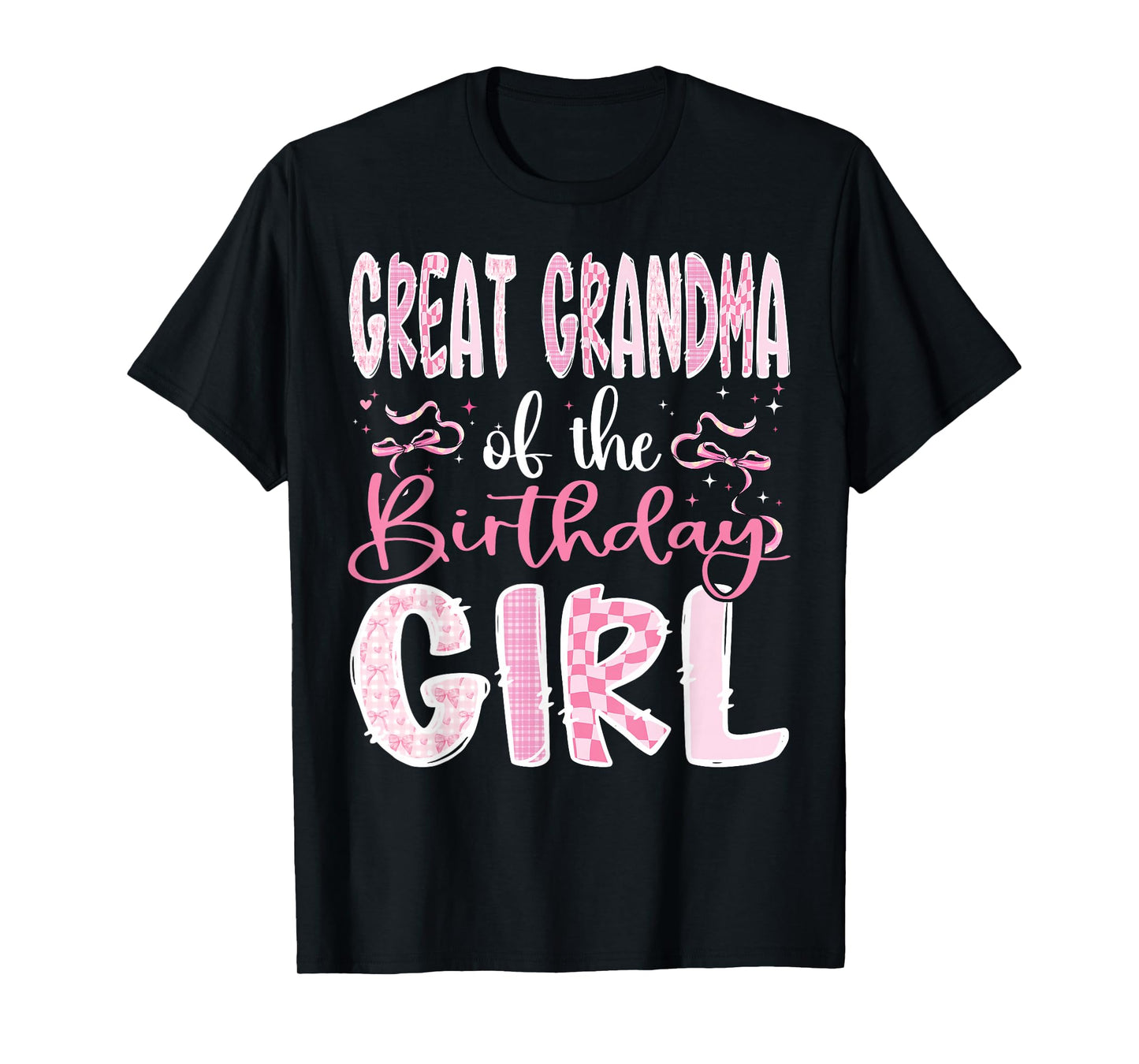 Great Grandma of The Birthday Girl Pink Coquette Bow Family T-Shirt