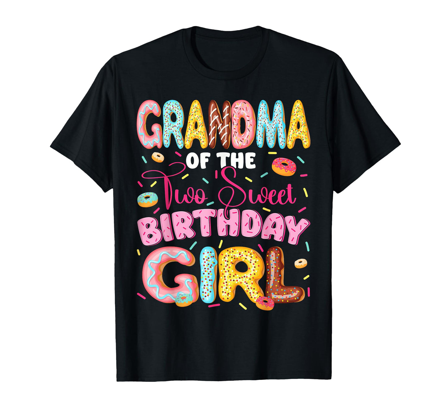 Grandma Of The Two Sweet 2Nd Birthday Girl Donut Lover T-Shirt