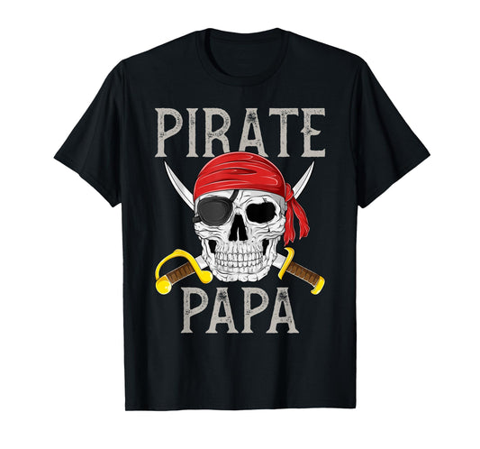 Pirate Papa Jolly Roger Flag Skull Family Pirates T-Shirt