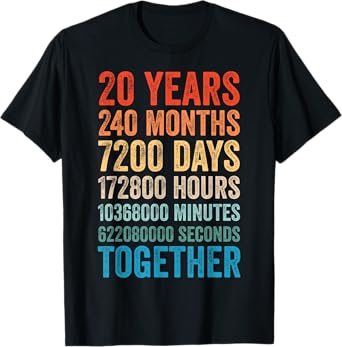 20 Year Anniversary Him Her Couple 20th Wedding Anniversary T-Shirt