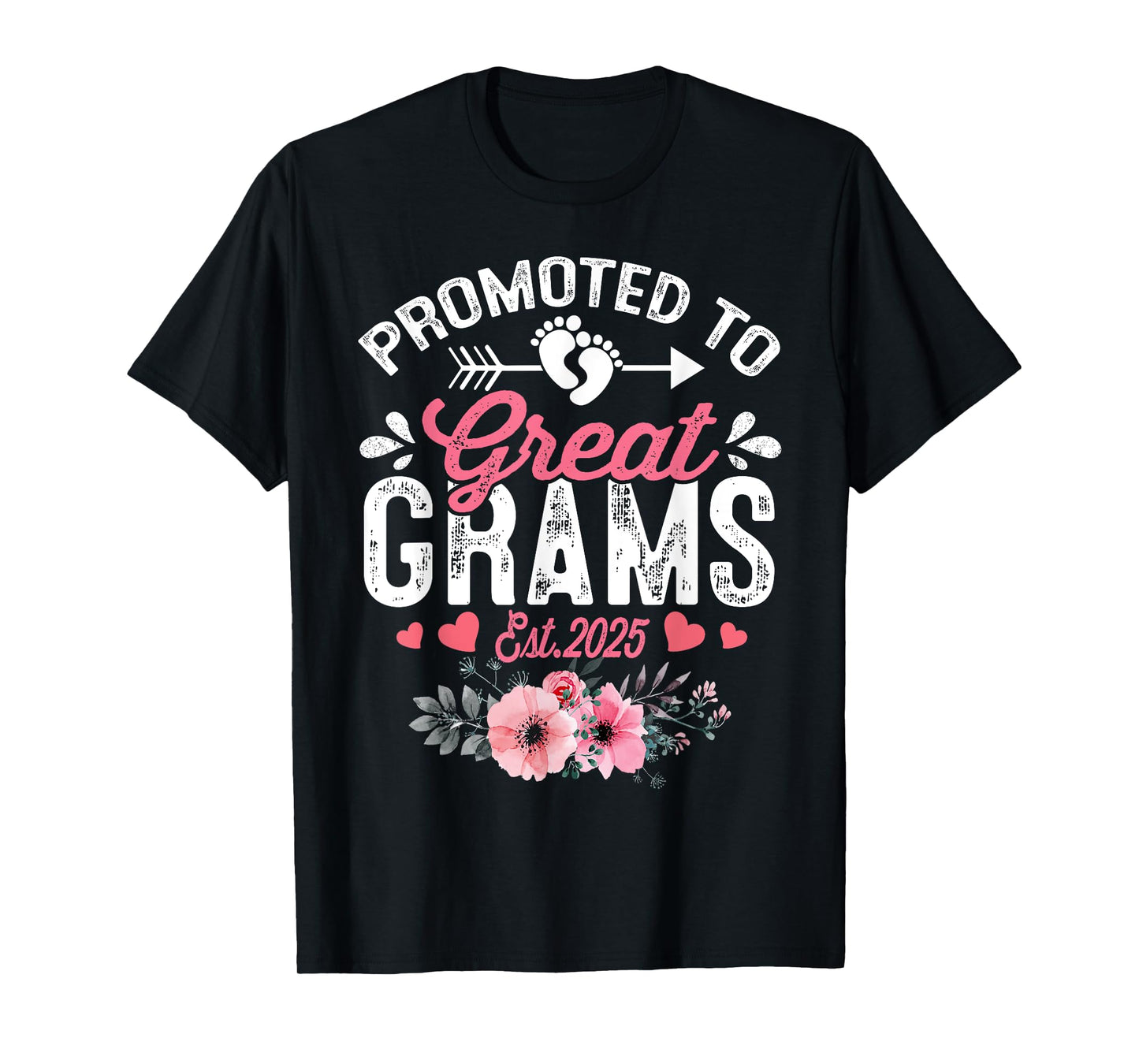 Promoted To Great Grams Est 2025 First Time Grams Floral T-Shirt