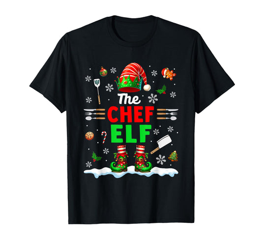 The Chef Elf Christmas Job Team Matching Funny Party T-Shirt
