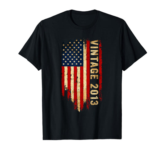 12 Years Old Vintage 2013 American Flag 12th Birthday Gifts T-Shirt