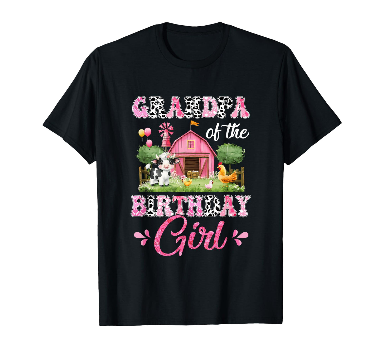 Grandpa Of The Birthday Girl 1St Birthday Cow Farm Family T-Shirt