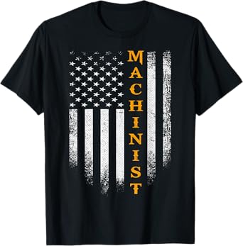Vintage USA Machinist Engineer American Flag Machinist Funny T-Shirt