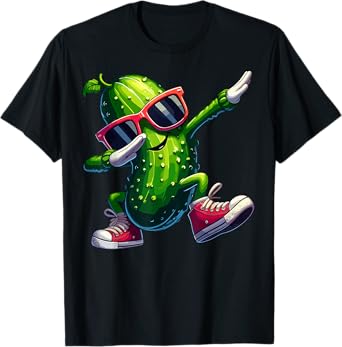 Pickle Dabbing Funny Sunglass Cucumber Boys Girls Kids T-Shirt