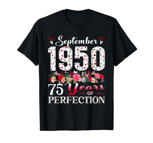 75 Year Old Floral September 1950 75th Birthday Gifts Women T-Shirt