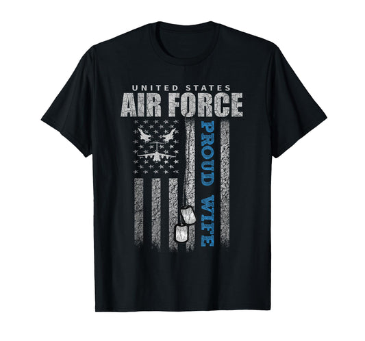 Proud Air Force Wife USA Flag T-Shirt