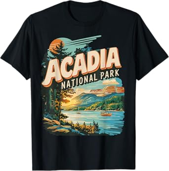 Acadia National Parks Nature Hiking with US Maine Outdoors T-Shirt