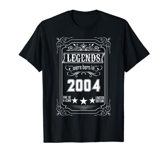 21th Birthday Tee Vintage Legends Born in 2004 21 Years Old T-Shirt