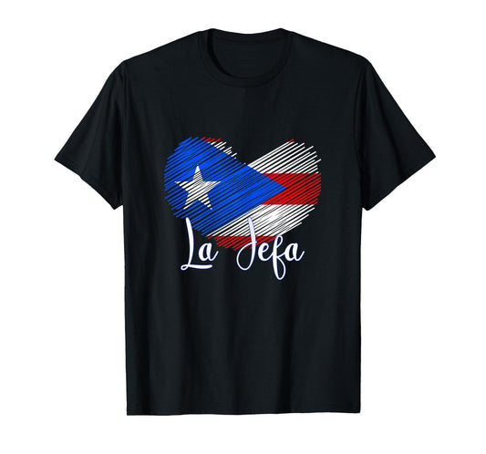 Boricua Jefa Puerto Rico Heart Flag Boricua Mom mothers day T-Shirt