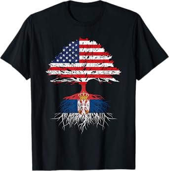 Serbia Roots Serbian American Flag USA Citizenship Gift Idea T-Shirt