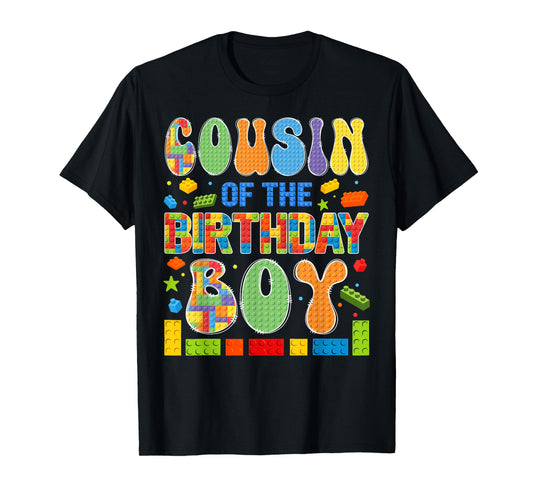 Cousin Of The Birthday Boy Building Block Birthday T-Shirt