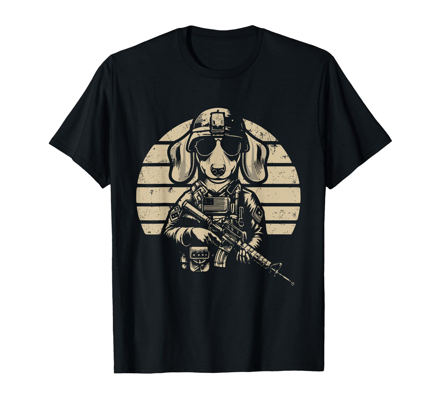 Dachshund Sunglasses Costume Owner Proud Soldier Veteran T-Shirt