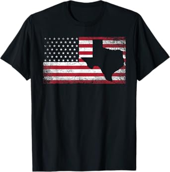 American Flag Texas 4th of July Vintage Gift Men Women Retro T-Shirt