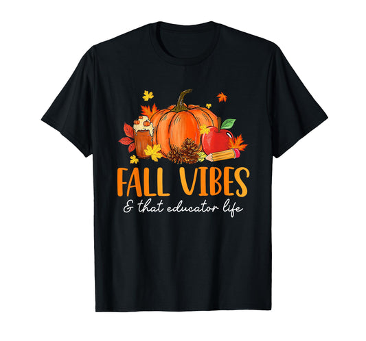 Fall Vibes & That Educator Life Leopard Pumpkin Season T-Shirt