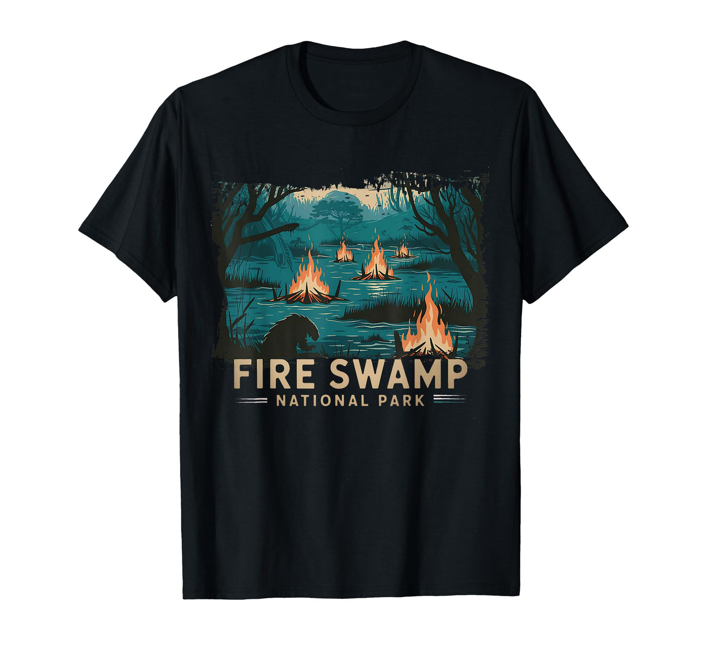Retro Fire Swamp National Park Camping Hiking Mountain T-Shirt
