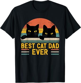 Best Cat Dad Ever Retro Style Black Cats Lover T-Shirt