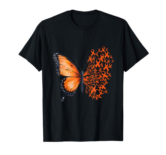 Leukemia Awareness Butterfly Orange Ribbon T-Shirt