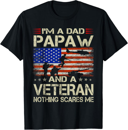 I'm A Dad Papaw And Veteran Funny Retro Dad Papa Grandpa T-Shirt