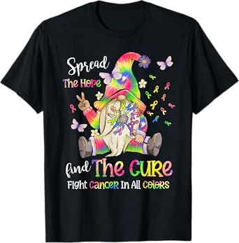 Fight Cancer In All Color Gnome Fight Cancer Ribbons T-Shirt