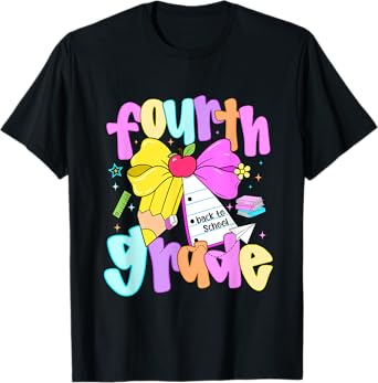 Preppy Fourth Grade Back To School 4th Grade Teacher Girls T-Shirt