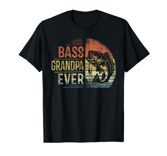 Bass Grandpa Ever Fishing Gifts Grandpa Birthday Vintage T-Shirt