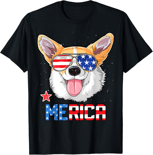 Corgi Merica 4th of July T shirt Kids Boys Girls Dog Puppy T-Shirt