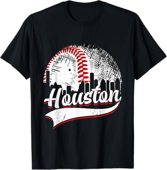 Vintage Houston Baseball Lover Men Women Game Day T-Shirt