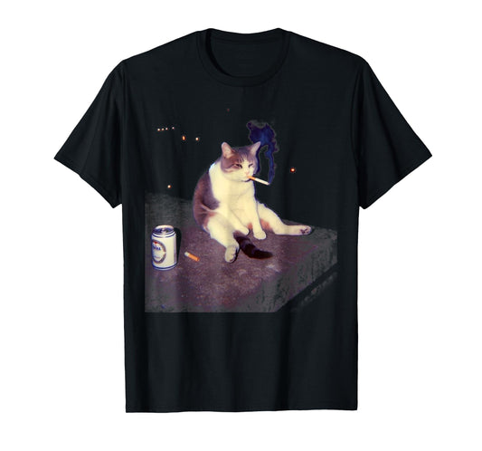 Cigarette Kitten Funny Smoking Cat Meme Stupid Brainrot T-Shirt