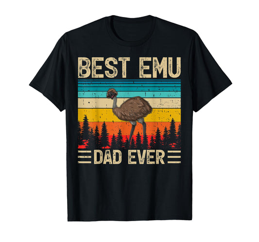 Mens Emu Bird Vintage Funny Best Emu Dad Ever Father's Day T-Shirt