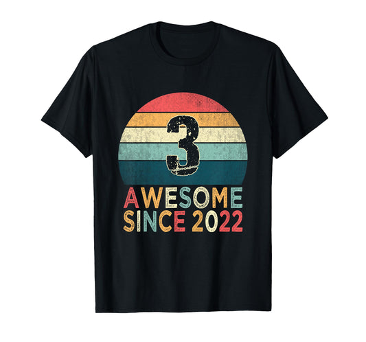Kids 3rd Birthday Vintage Retro 3 Years Old Awesome Since 2022 T-Shirt