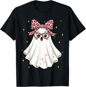 Cute Boo Leopard Ghost Halloween Costumes Shirt Women Girl T-Shirt