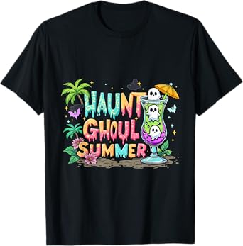 HOT GHOUL SUMMER Funny Summerween Vibes Skeleton Ice Cream T-Shirt