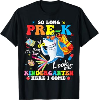 So Long Pre-K Kindergarten Here I Come Shark Graduation T-Shirt