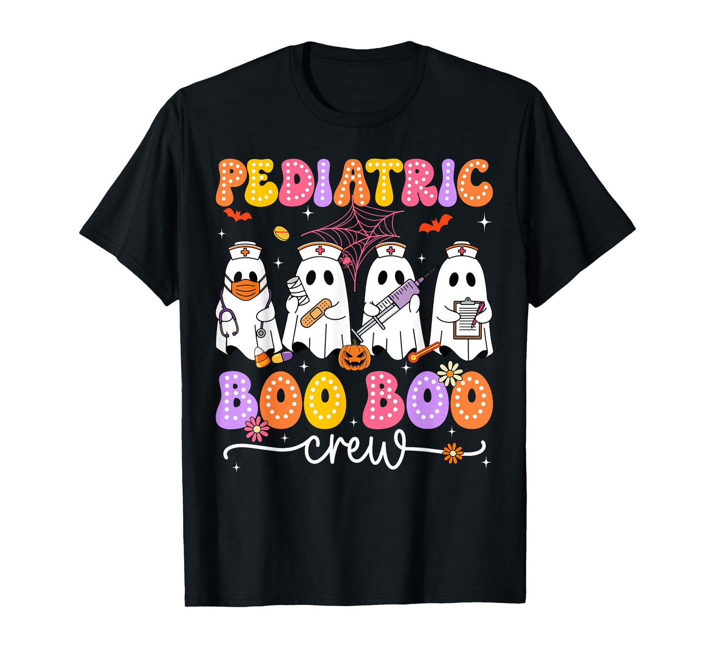 Ghost Nurse Halloween Costume Pediatric Nurse Boo Boo Crew T-Shirt
