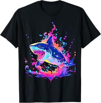 Colorful Shark, Spirit Animal, Multicolor Art, T-Shirt