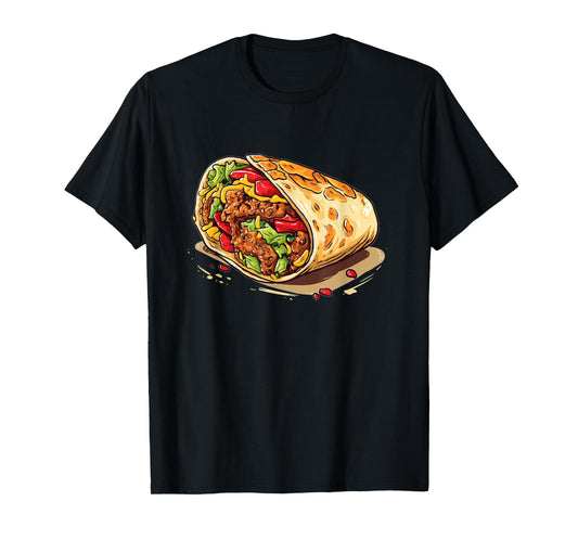 Burrito with Vegetable and Beef for Mexican Food Lovers T-Shirt