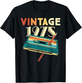 50 Years Old Gifts Vintage 1975 Music Cassette 50th Birthday T-Shirt