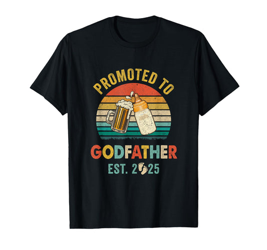 Promoted To Godfather Est 2025 Vintage New Fathers Day T-Shirt
