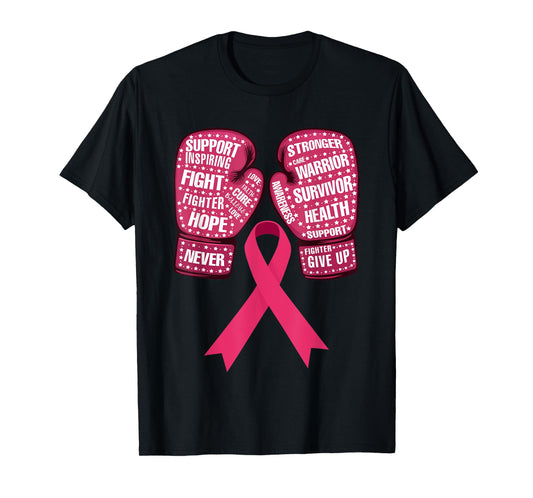 Pink Ribbon Breast Cancer Awareness Boxing Glove T-Shirt