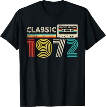 Classic 1972 Vintage 1972 Cassette Tape Men Women Birthday T-Shirt