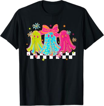 Cute Coquette Bow Ghost Halloween Spooky Season T-Shirt