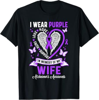 I Wear Purple In Memory Of My Wife Alzheimer's Awareness T-Shirt