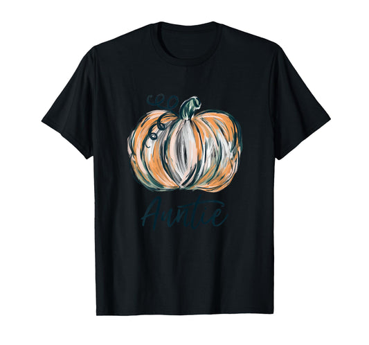 Auntie Watercolor Pumpkin Fall Thanksgiving Halloween 2022 T-Shirt