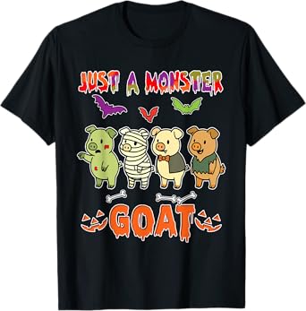 A Monster Halloween Group Pigs Cosplay Zombies Mummies T-Shirt
