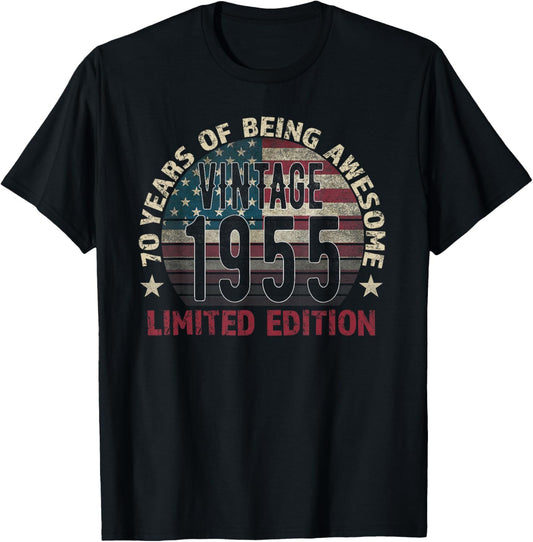 70th Birthday Gift men Vintage born 1955 turning 70 Year Old T-Shirt